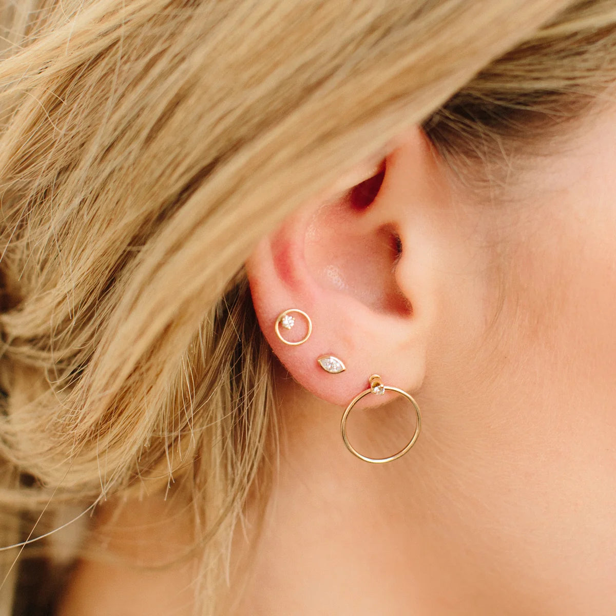 Small Circle Diamond Stud Earrings
