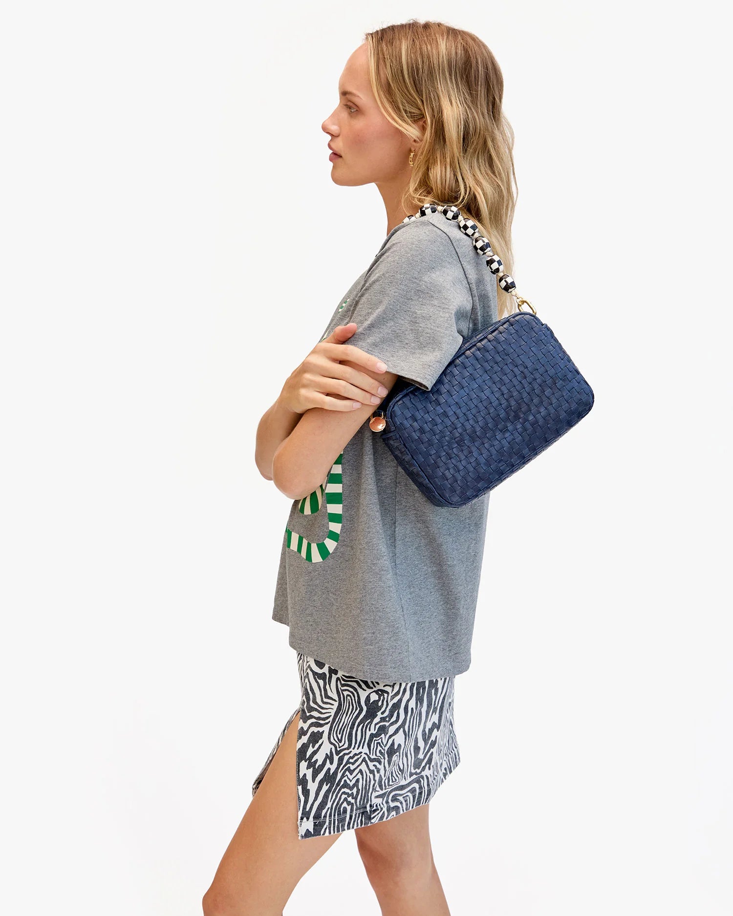 Clare V. | Marisol Bag, Woven Checker Bleu Marine – LAPIS