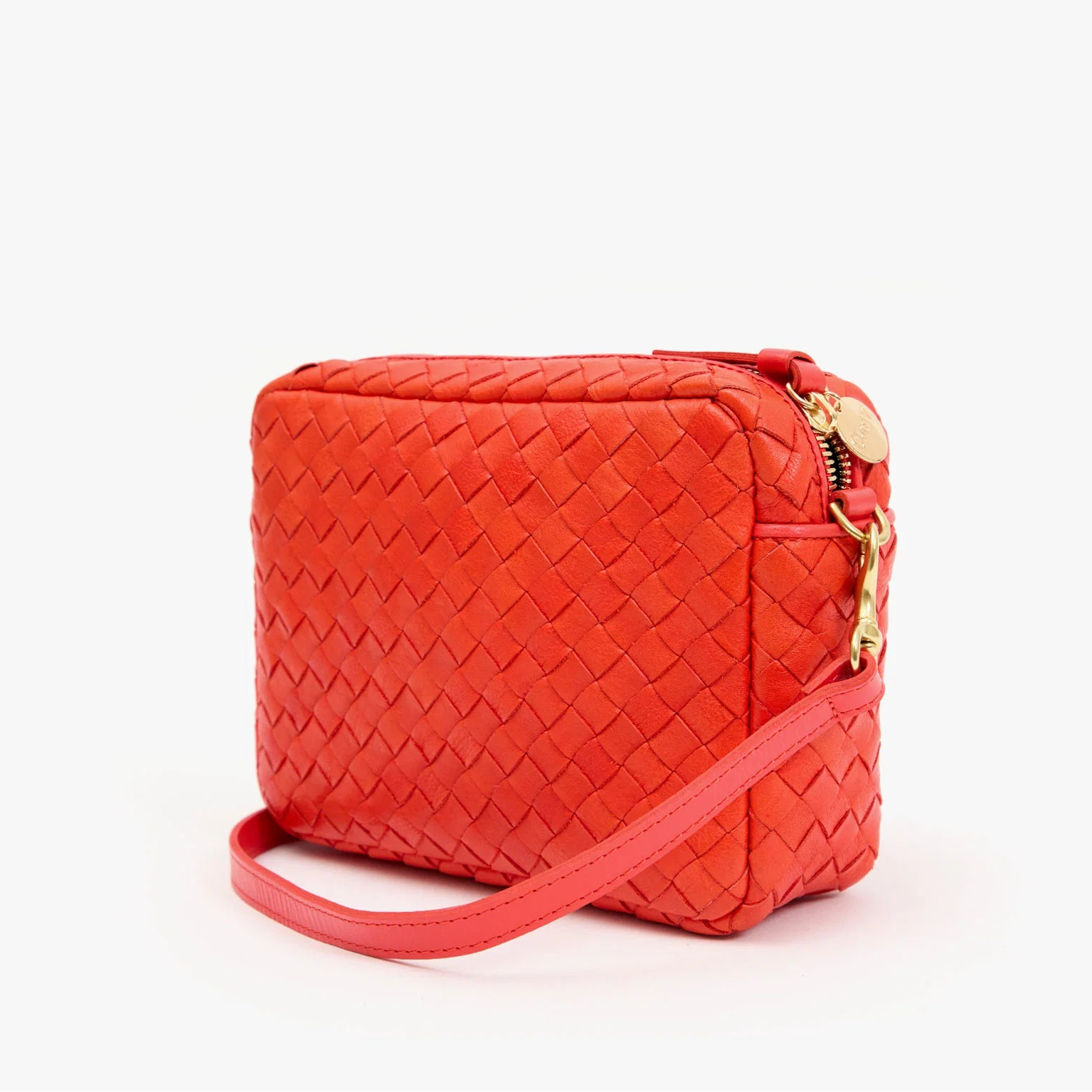 Midi Sac, Woven Diagonal, Bright Poppy