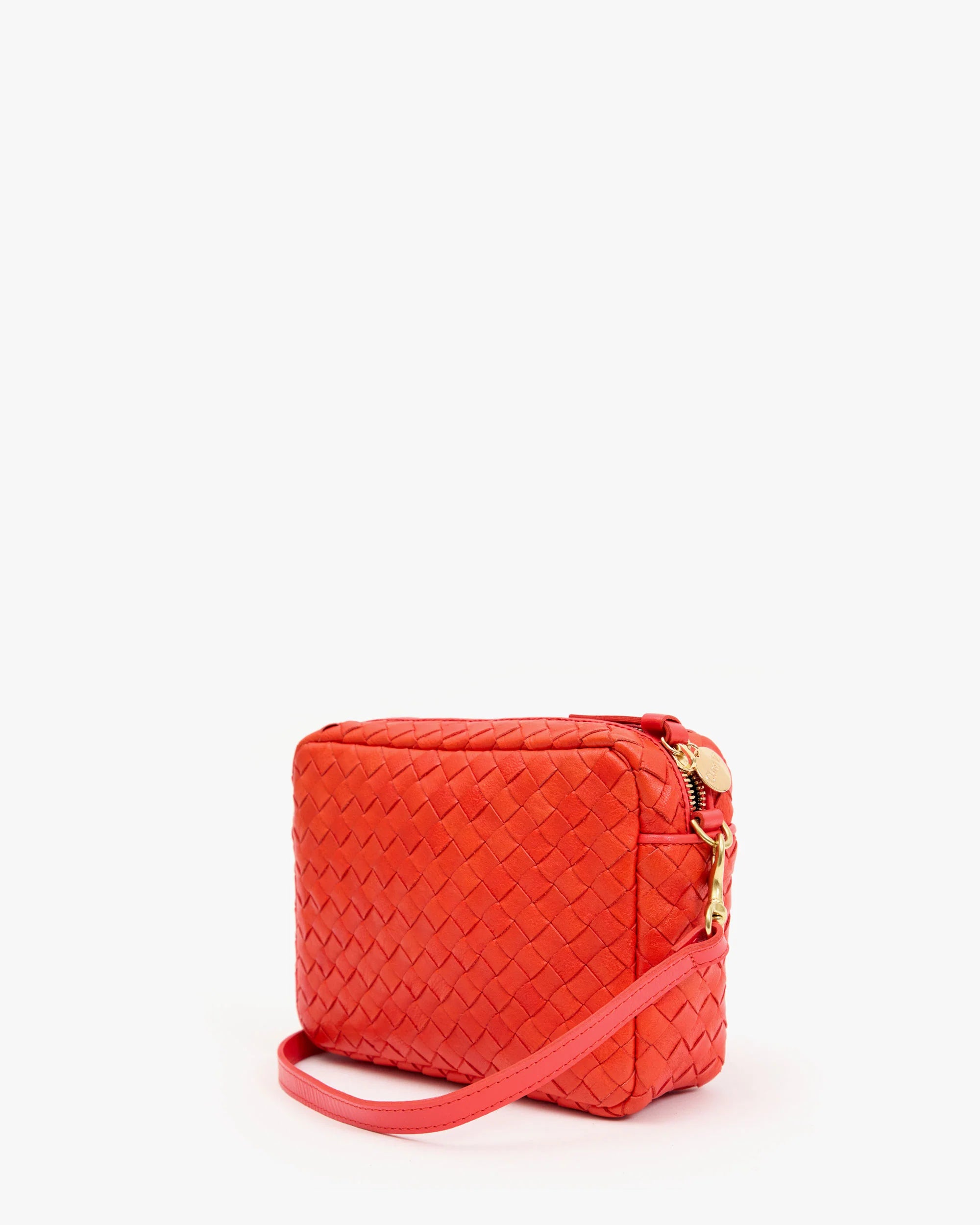 Midi Sac, Woven Diagonal, Bright Poppy