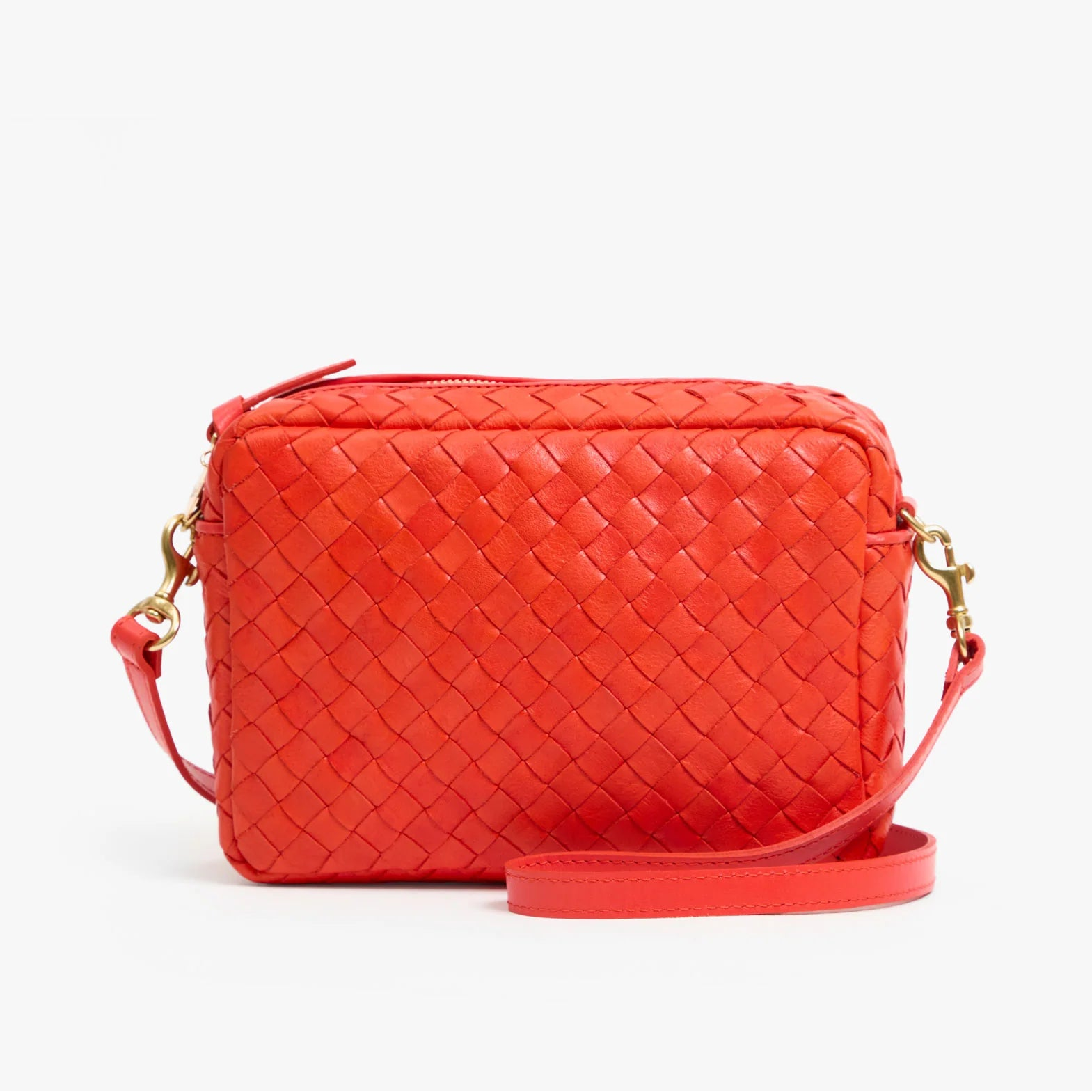 Midi Sac, Woven Diagonal, Bright Poppy