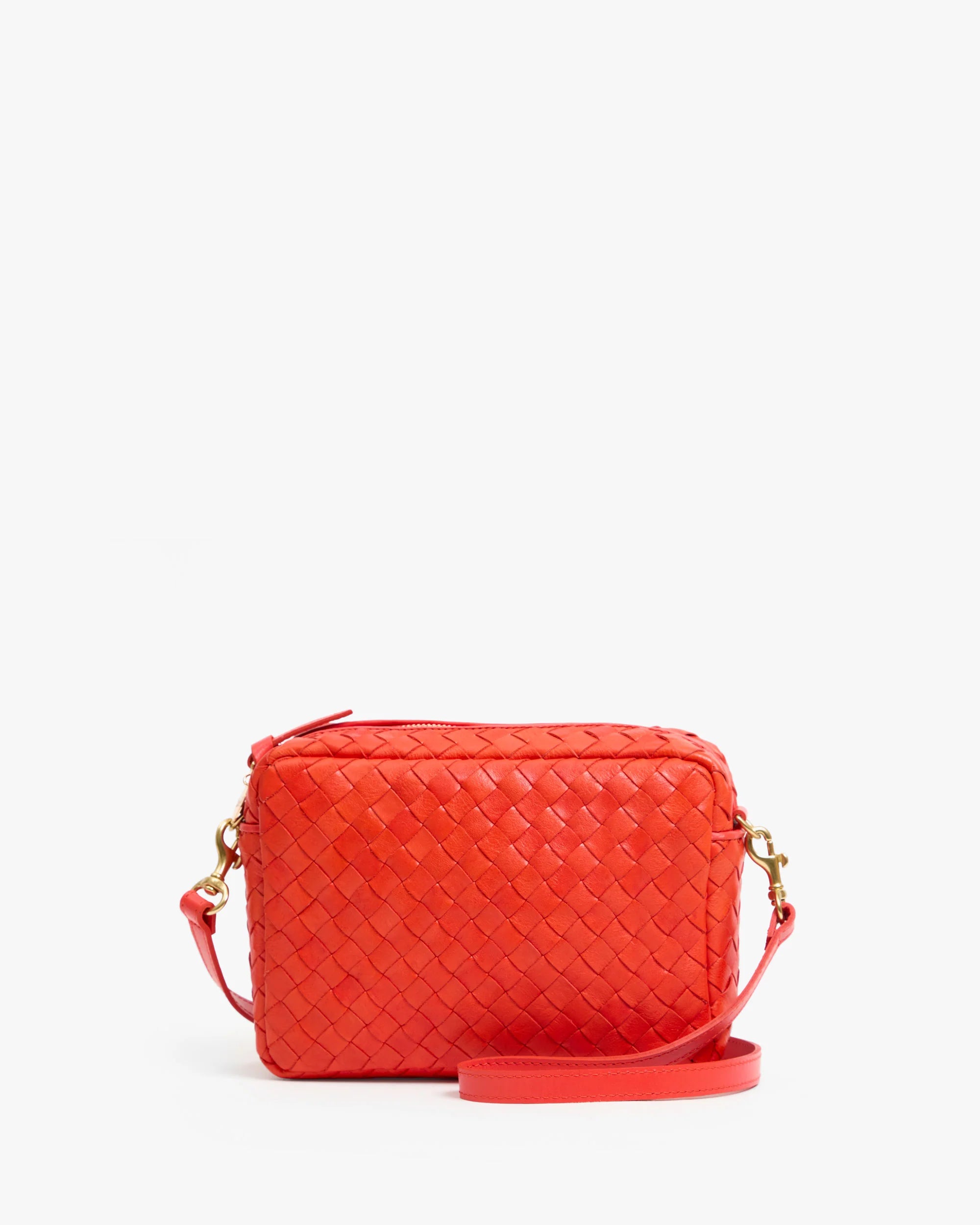 Midi Sac, Woven Diagonal, Bright Poppy