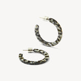 Mini Hoop Earrings, Perle Noir