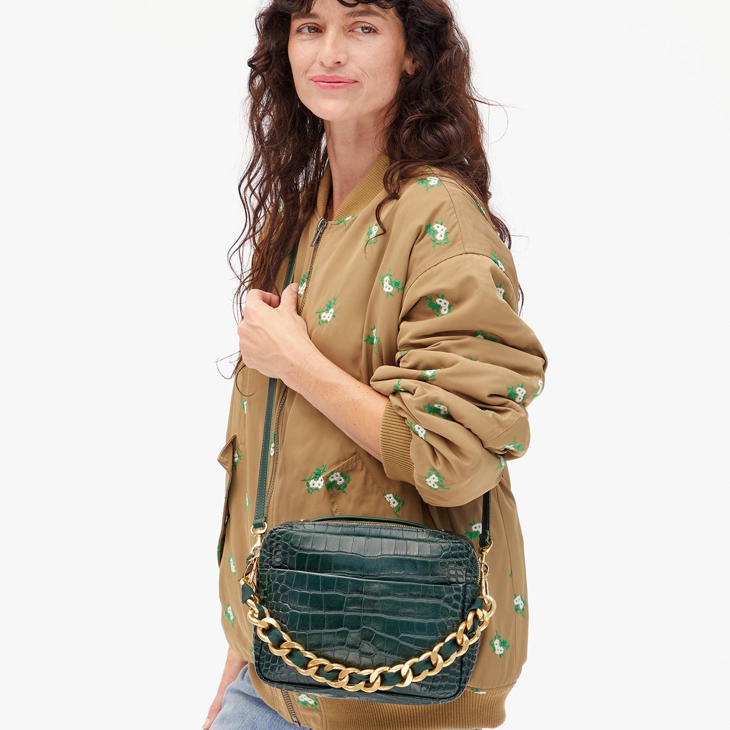 Shortie Strap, Evergreen Grosgrain Chain
