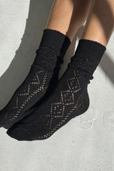 Modal Eyelet Socks, Jet Black