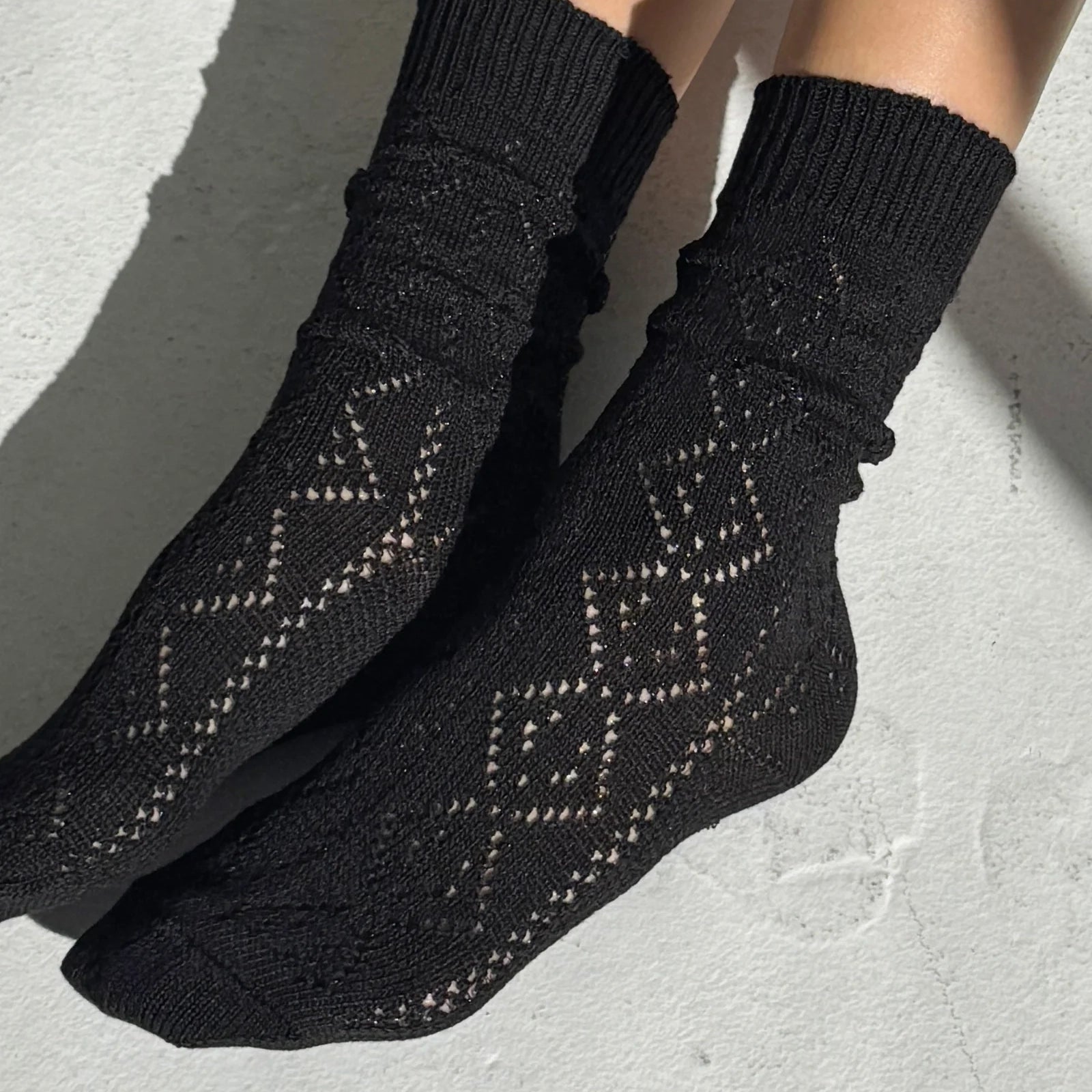 Modal Eyelet Socks, Jet Black