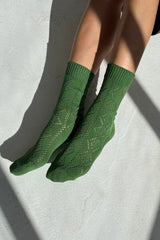 Modal Eyelet Socks, Palm Green