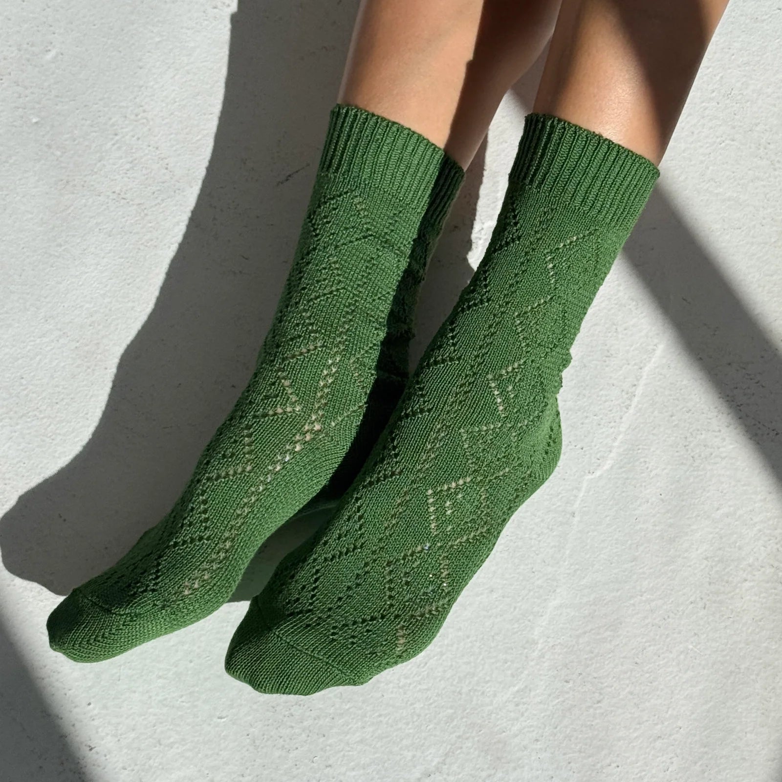 Modal Eyelet Socks, Palm Green