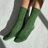 Modal Eyelet Socks, Palm Green