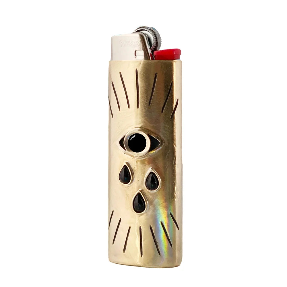 Therese Kuempel | Handmade Brass and Gemstone Lighter Case, Moody