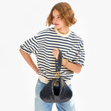 Moyen Messenger, Twilight Navy Medium Woven Diagonal
