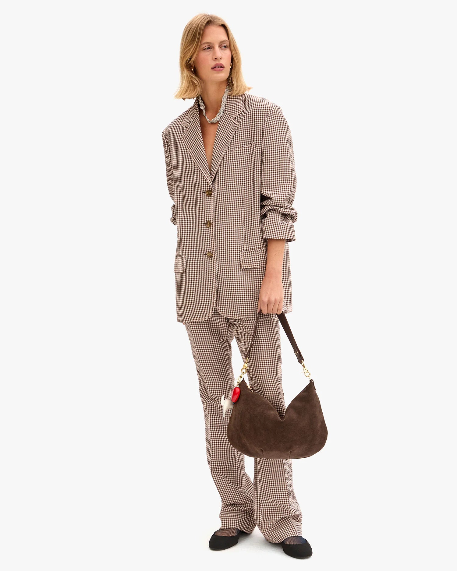 Moyen Messenger Bag, Chocolate Suede