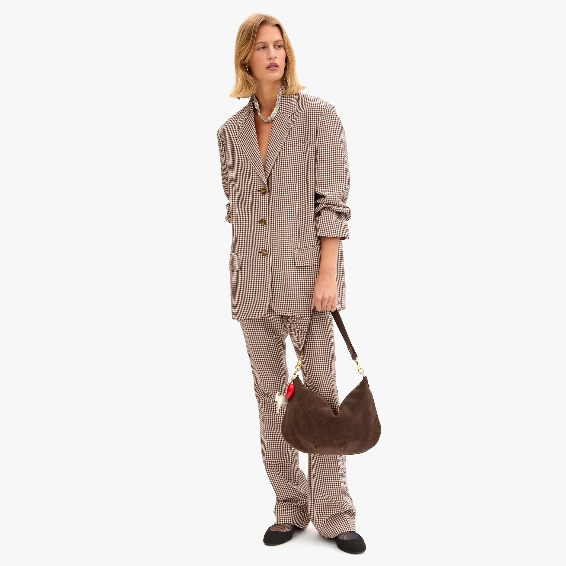 Moyen Messenger Bag, Chocolate Suede