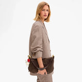 Moyen Messenger Bag, Chocolate Suede