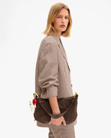 Moyen Messenger Bag, Chocolate Suede