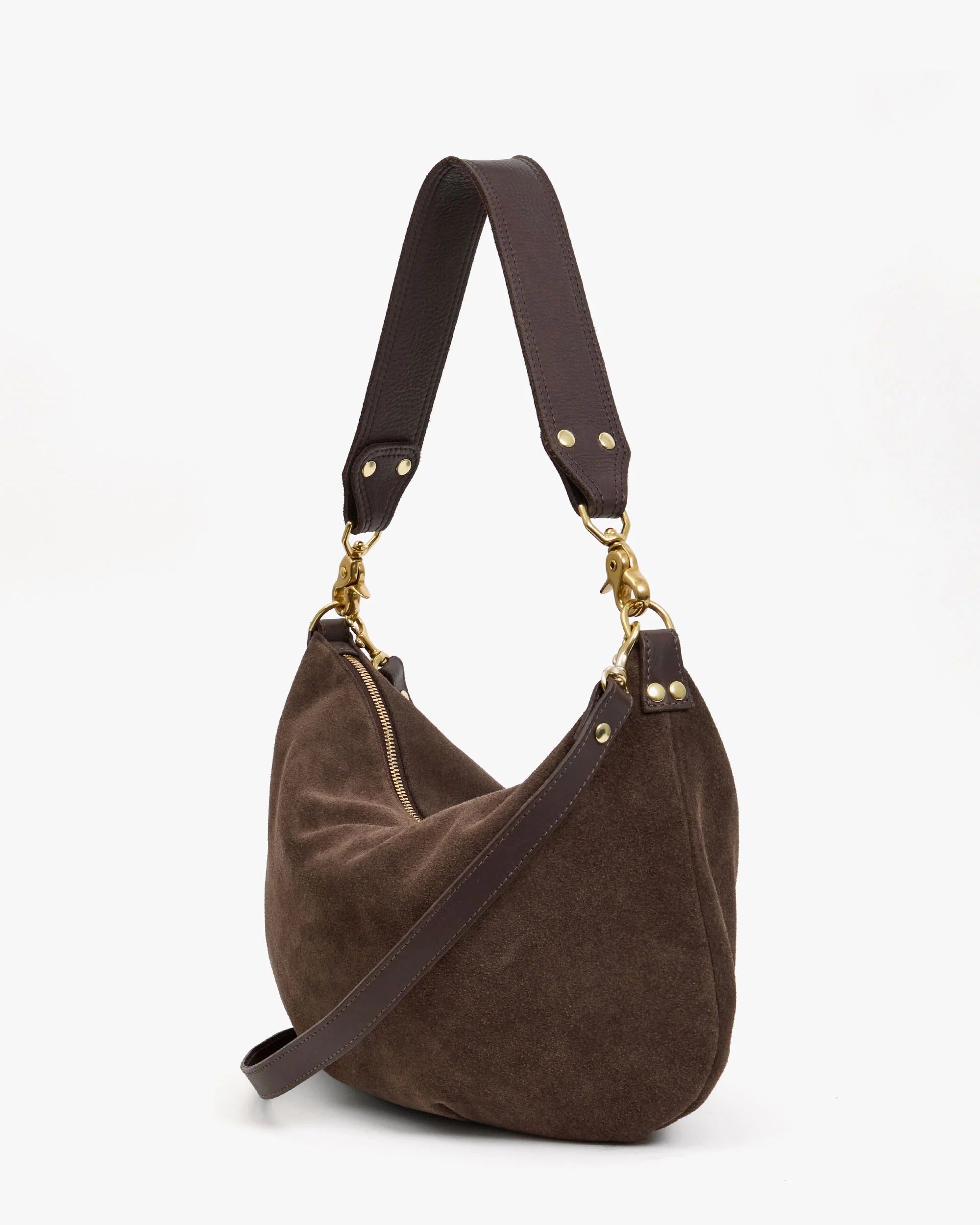 Moyen Messenger Bag, Chocolate Suede