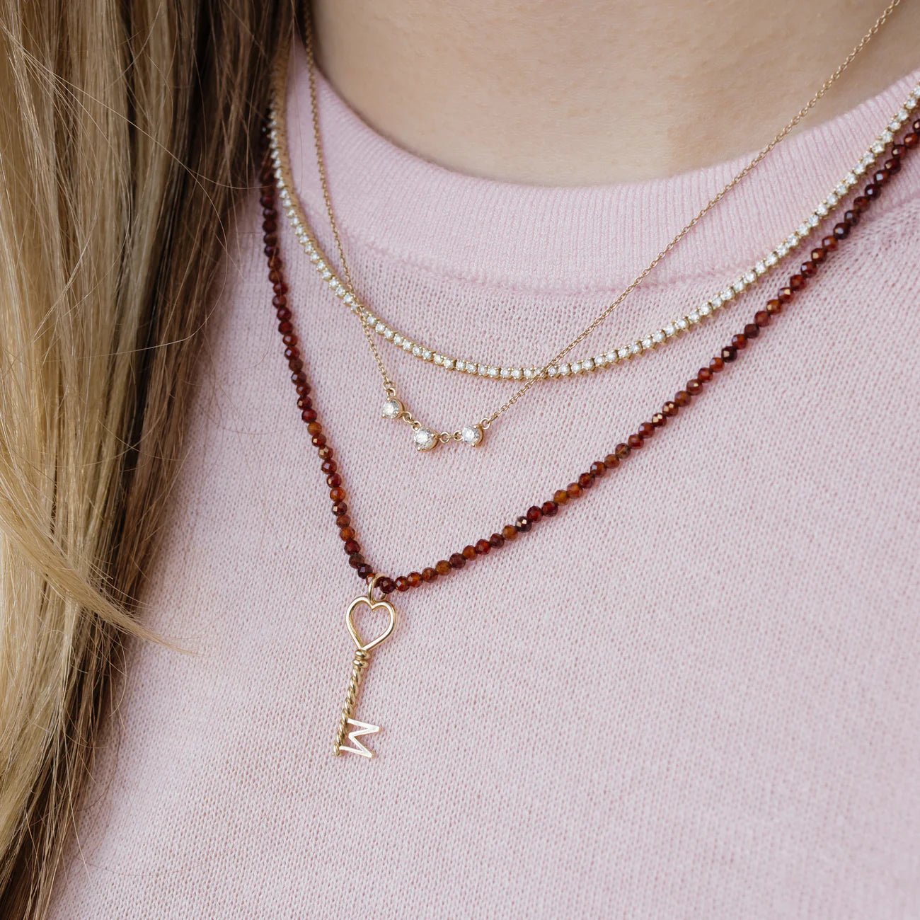 Petite Garnet Beaded Necklace