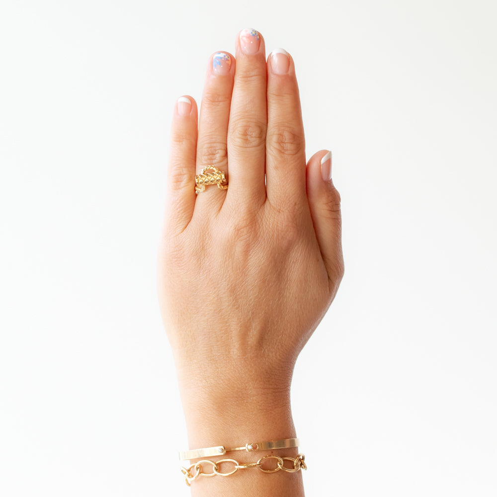 Gold and Diamond Latch Ring