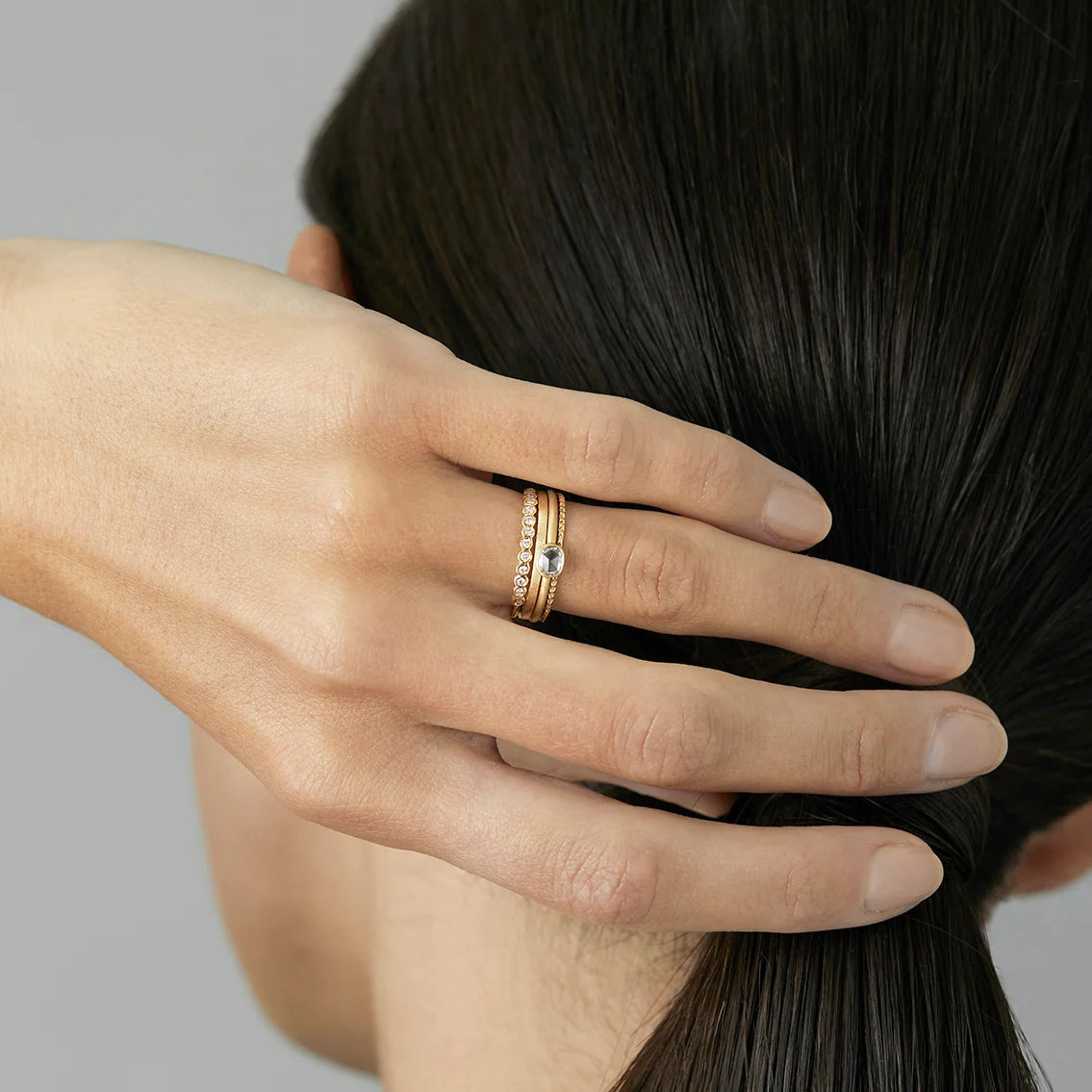 Small White Diamond Circle Half Eternity Band