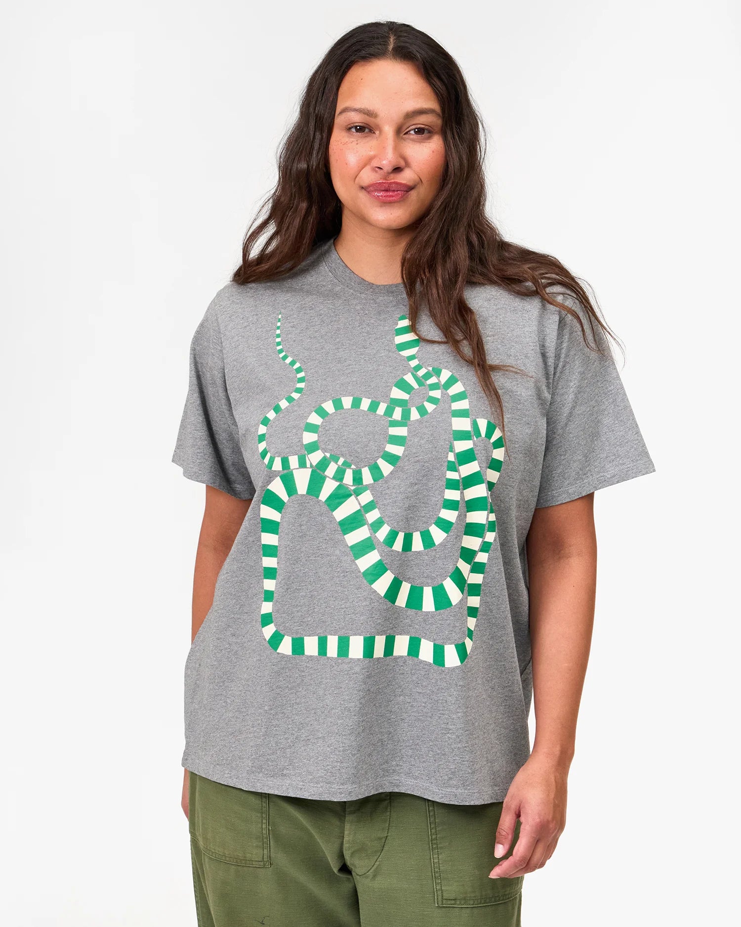 Original Tee, Grey with Green and White Snake