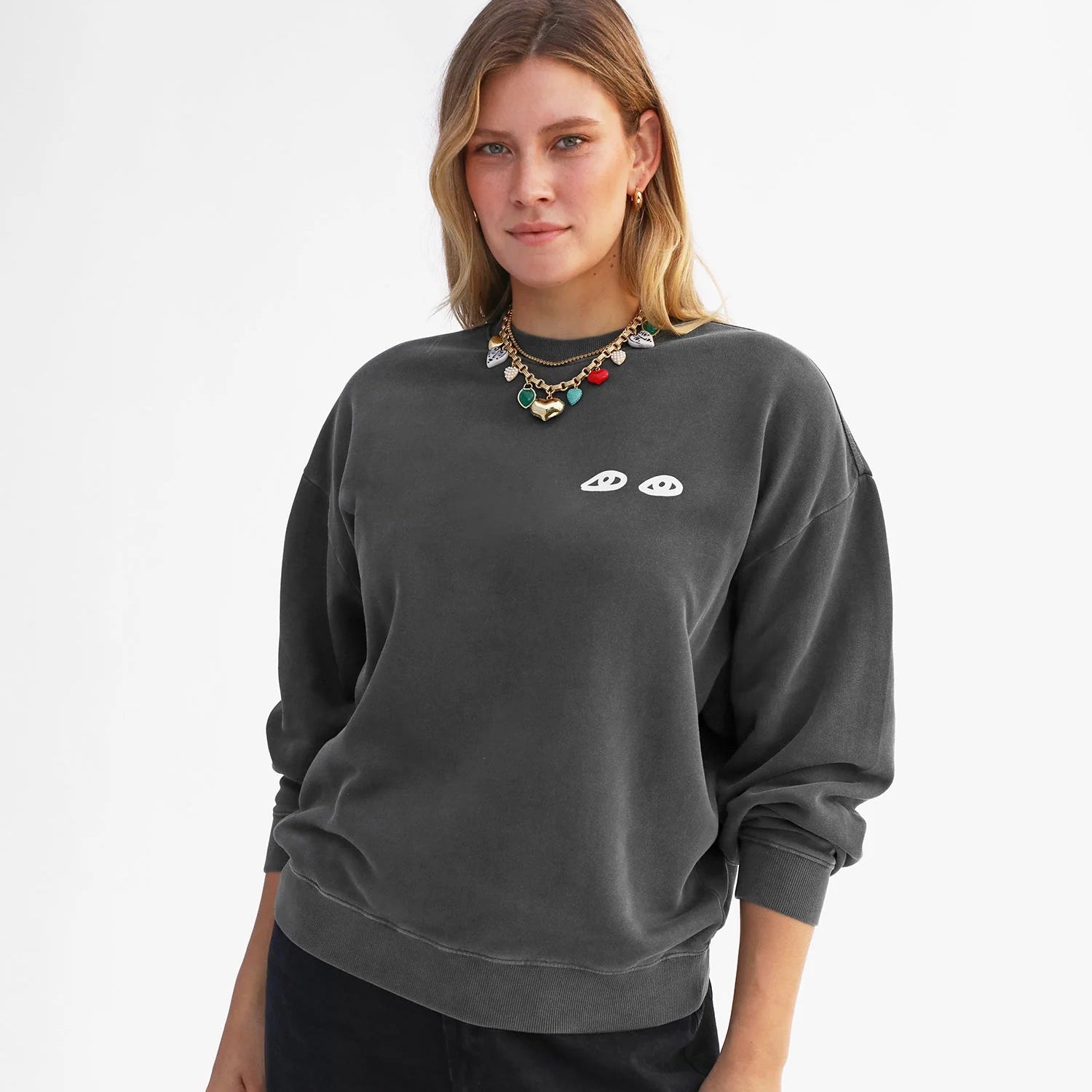 Oversized Sweatshirt, Faded Black Eyes