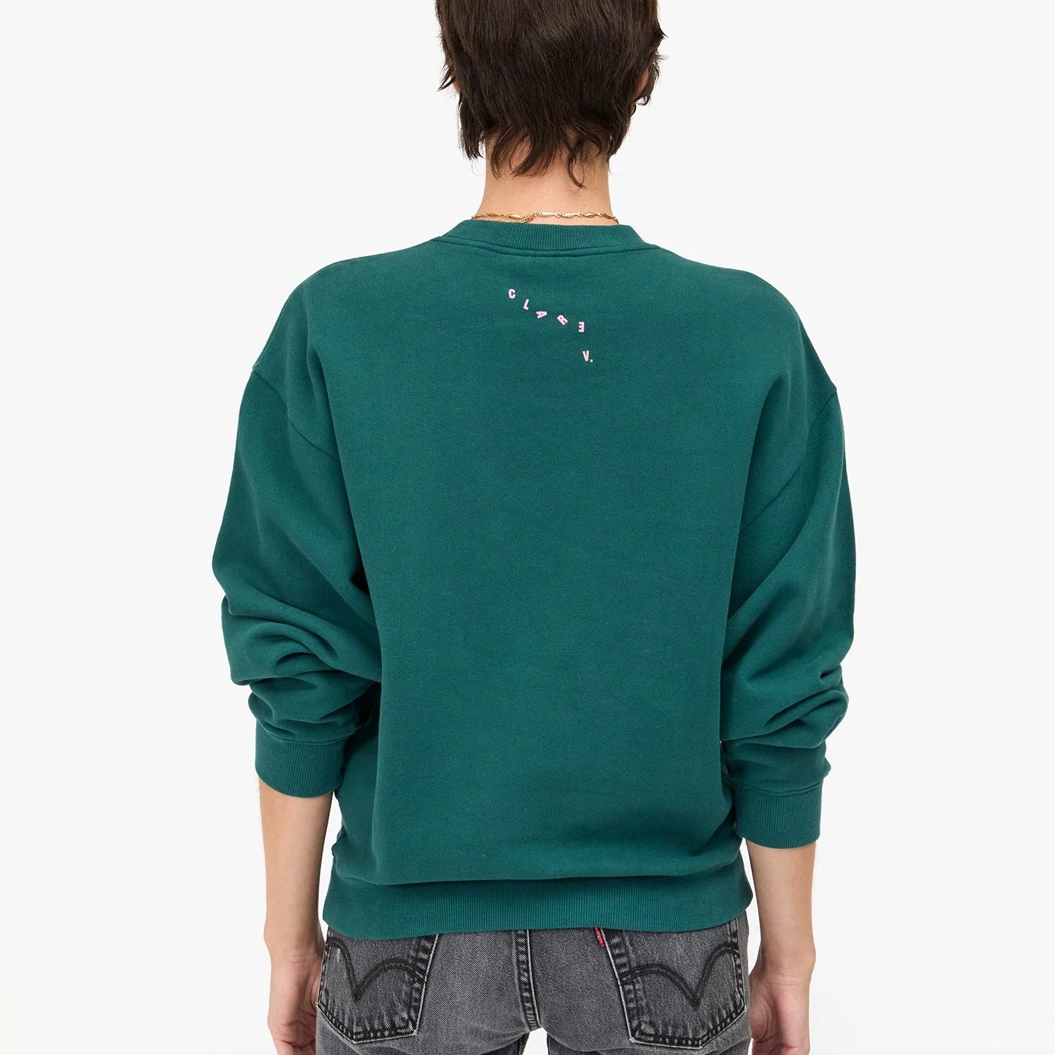 Oversized Sweatshirt, Deep Pine with Petal Grand Block Ciao