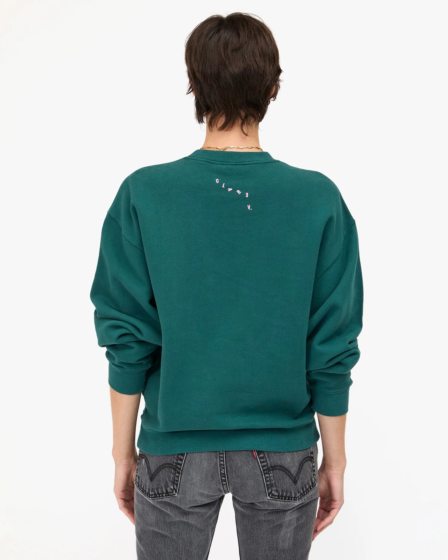 Oversized Sweatshirt, Deep Pine with Petal Grand Block Ciao