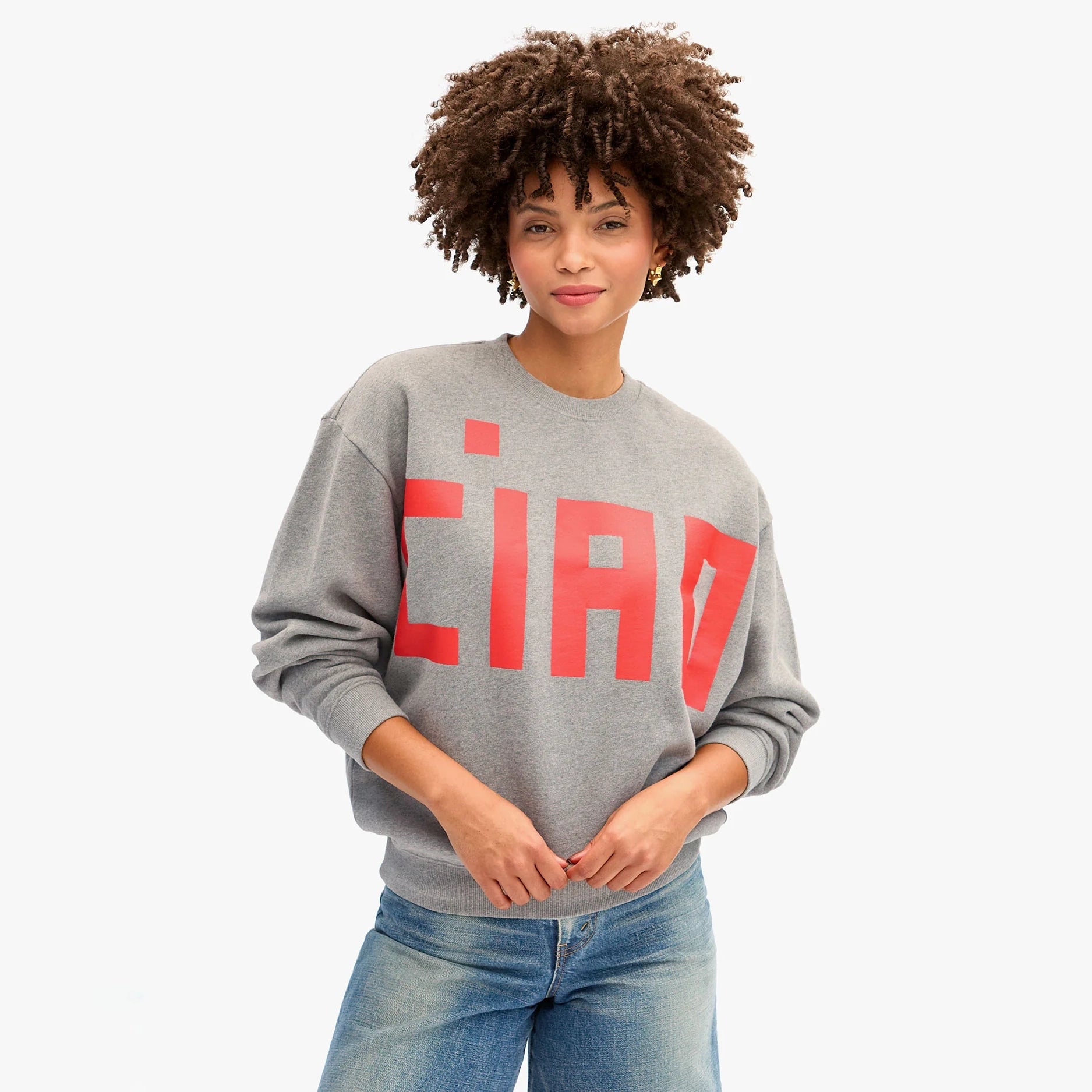 Oversized Sweatshirt, Grey Melange Grand Block Ciao