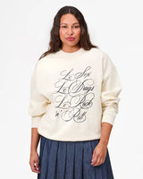 Oversized Sweatshirt, Cream with Black Le Sex Le Drugs Le Rock 'n' Roll