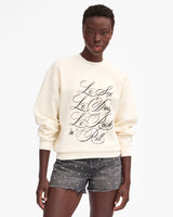 Oversized Sweatshirt, Cream with Black Le Sex Le Drugs Le Rock 'n' Roll