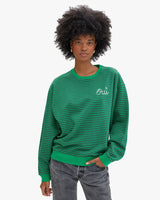 Oversized Sweatshirt, Green/Charcoal Stripes Oui