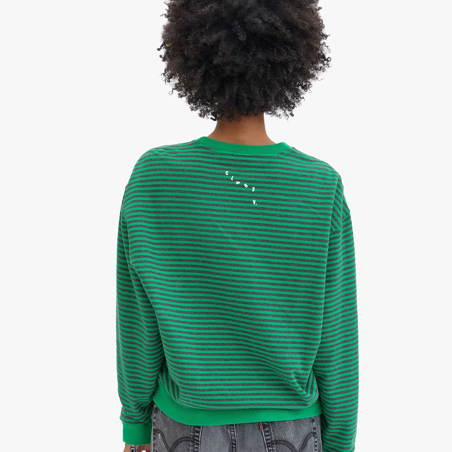 Oversized Sweatshirt, Green/Charcoal Stripes Oui