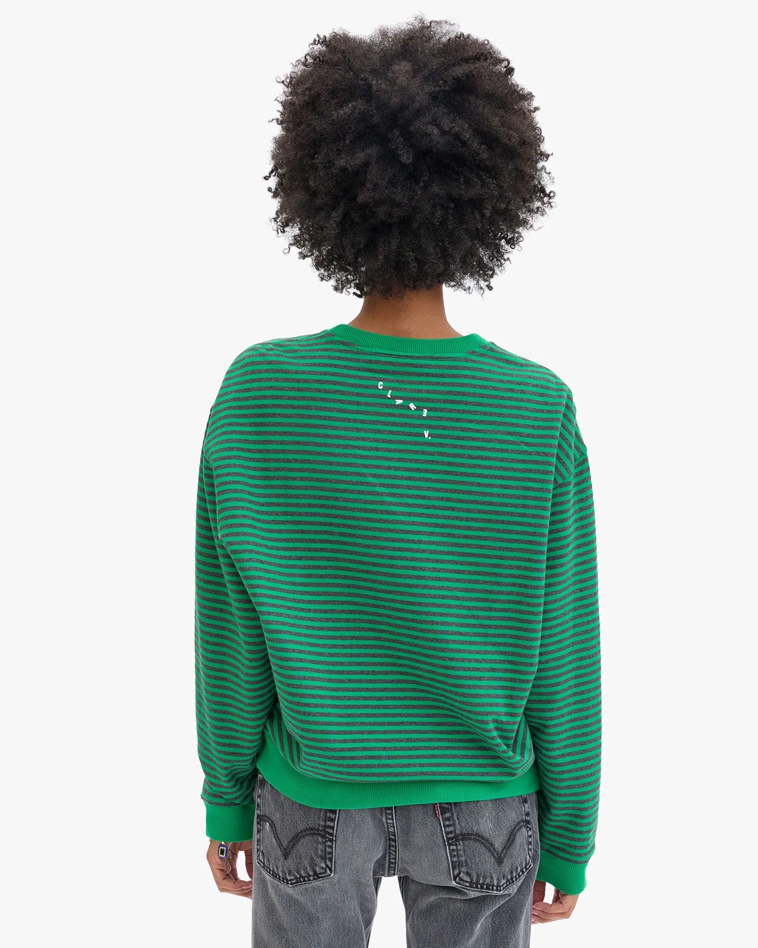 Oversized Sweatshirt, Green/Charcoal Stripes Oui