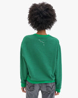 Oversized Sweatshirt, Green/Charcoal Stripes Oui