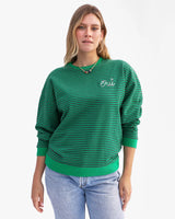 Oversized Sweatshirt, Green/Charcoal Stripes Oui
