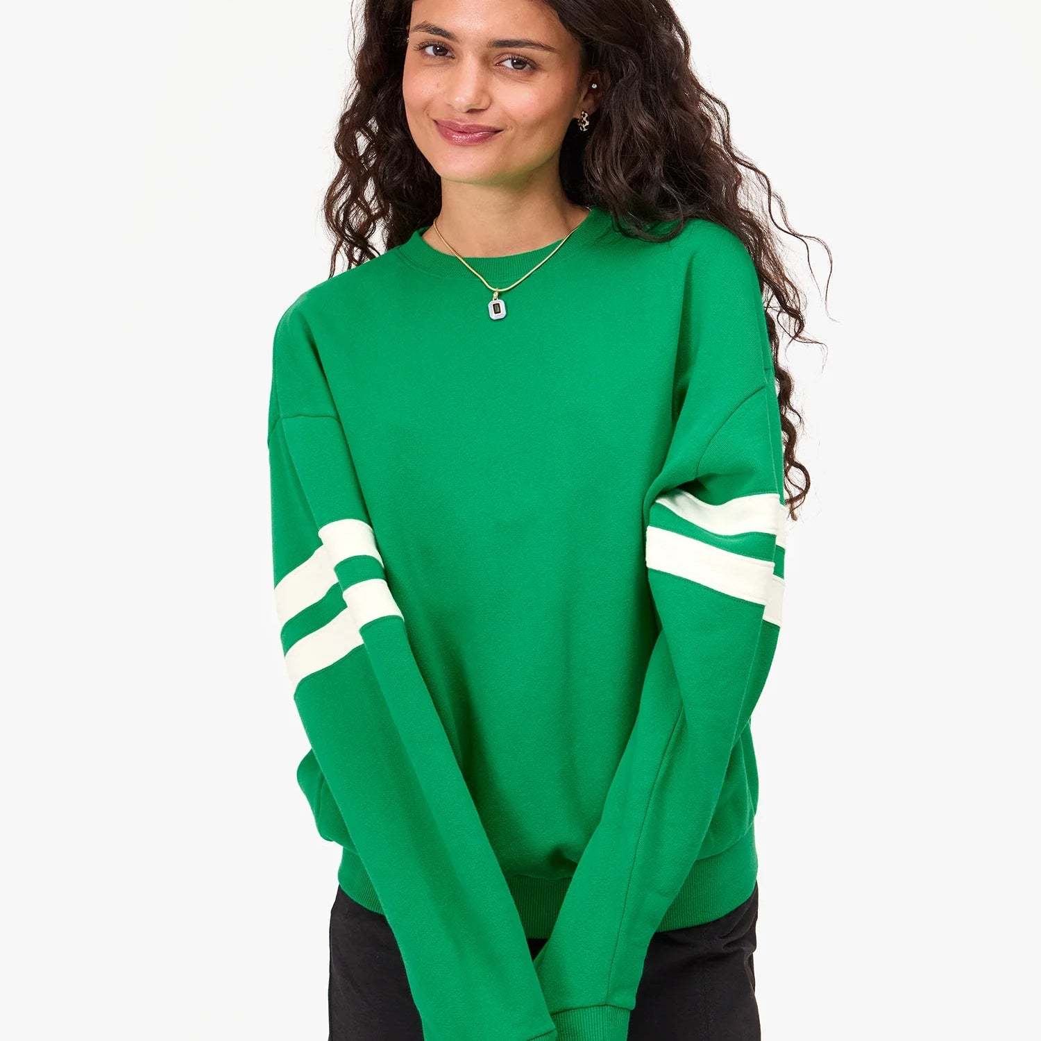 Oversized Varsity Sweatshirt, Green