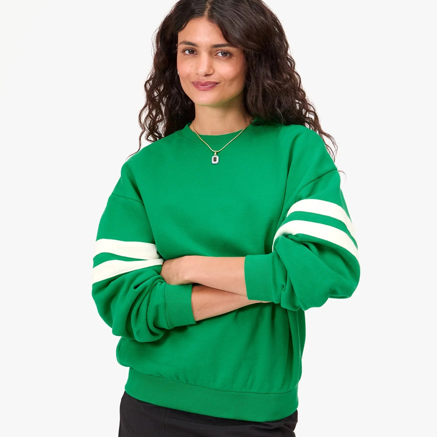 Oversized Varsity Sweatshirt, Green