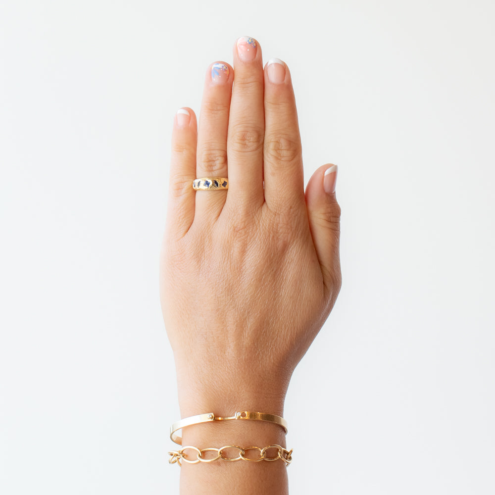 Geometric Mixed Sapphire Domed Ring