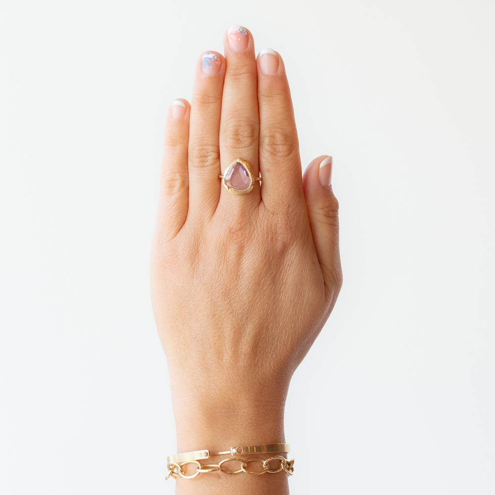 Large Freeform Rose Cut Lavender Sapphire Ring