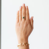 Pear Green Sapphire Hand-Carved Signet Ring
