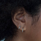 Half Pave Diamond Snuggie Earring, 6mm (Single)