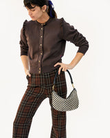 Petit Moyen Messenger, Black and Cream Woven Checker