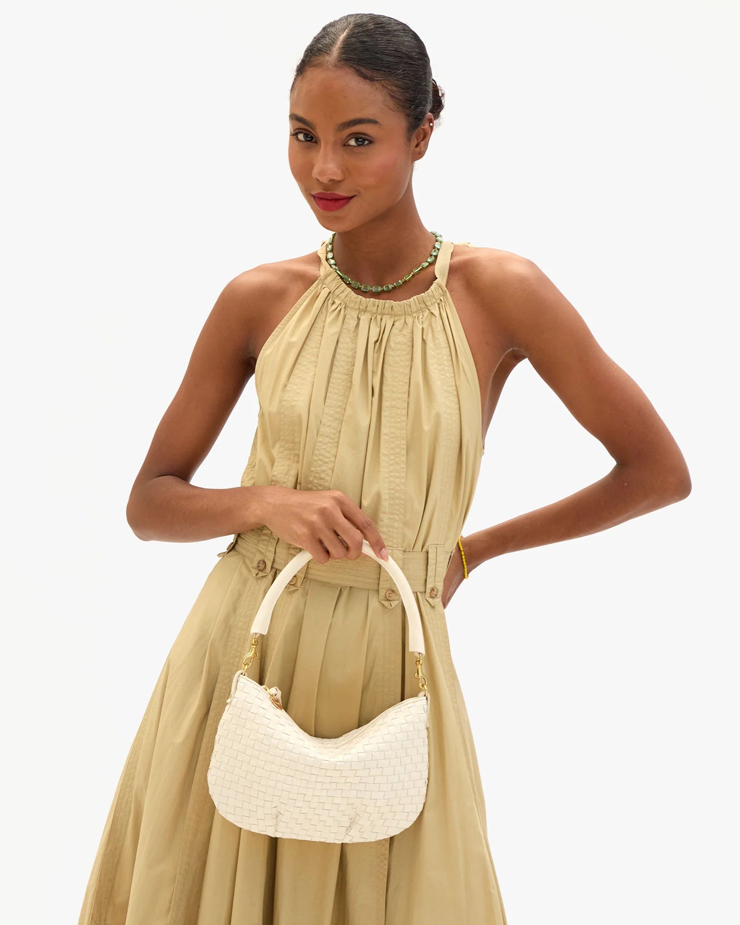 Petit Moyen Messenger, Woven Cream Checker