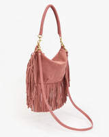 Petit Moyen Messenger, Suede Fringe, Rose Clay