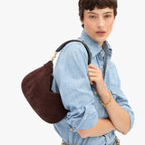 Petit Moyen Messenger, Truffle Suede with Whipstitch