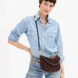 Petit Moyen Messenger, Truffle Suede with Whipstitch
