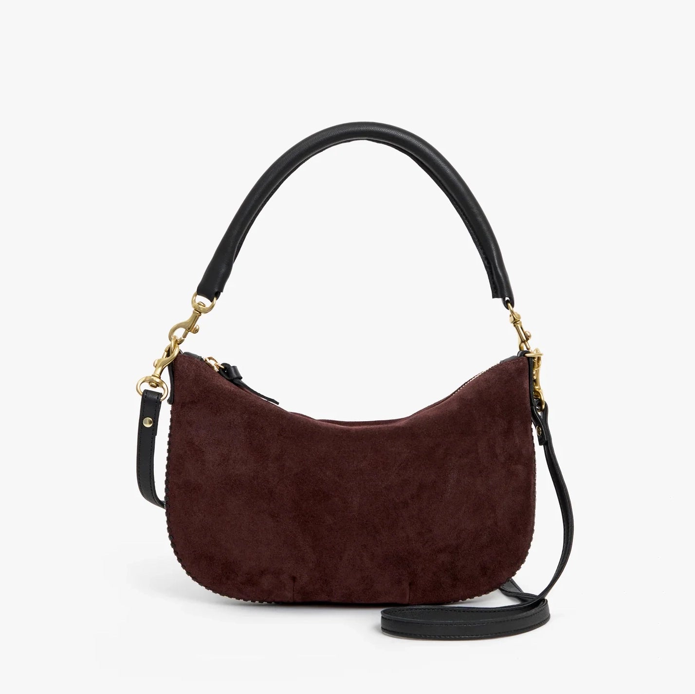 Petit Moyen Messenger, Truffle Suede with Whipstitch