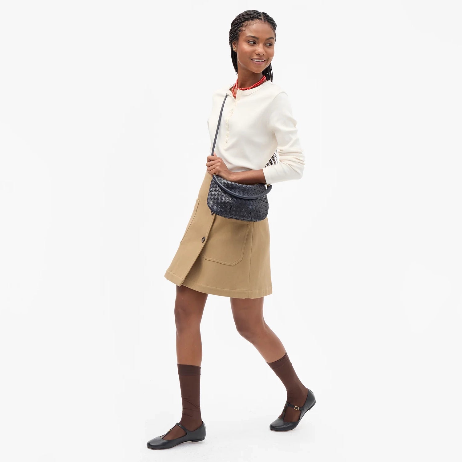 Petit Moyen Messenger, Twilight Navy Medium Woven Diagonal