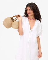 Petite Pot de Miel, Cream Rattan with Bamboo Handle