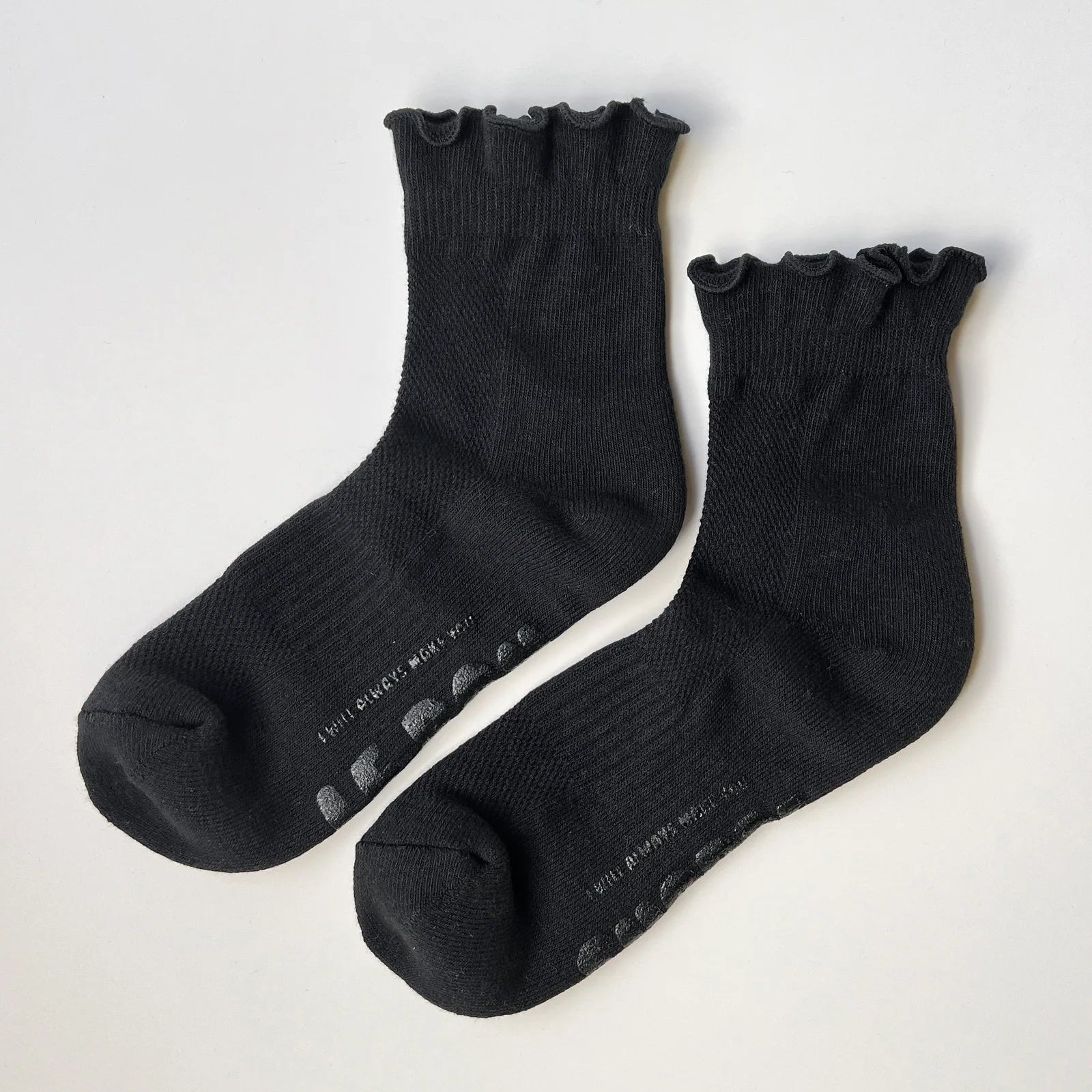Ruffled Hugger Crew Socks, Black